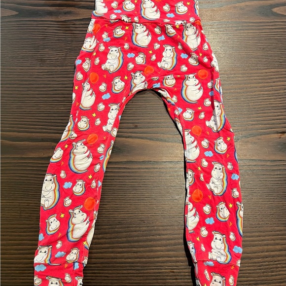Custom Made Organic Cotton Pajamas Kawaii Rainbow Hippo Size 6 - Picture 5 of 7